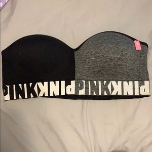 Pink brand black and grey strapless push-up bra